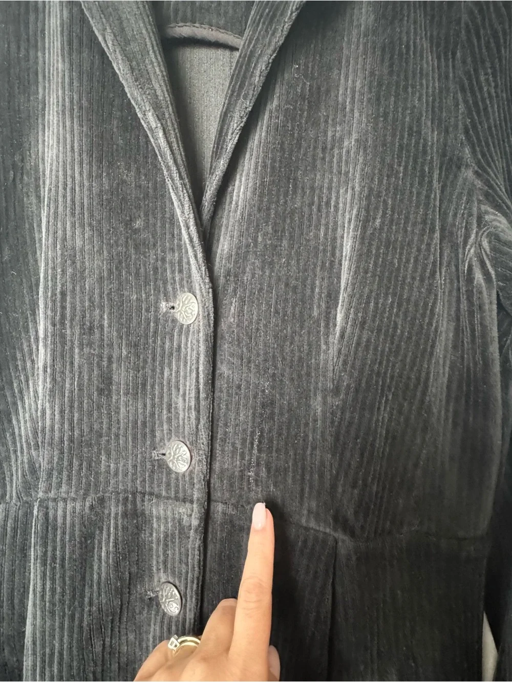 Free People Black‎ Corduroy Ribbed Coat Jacket Rare HTF Whimsigoth Grunge Goth L